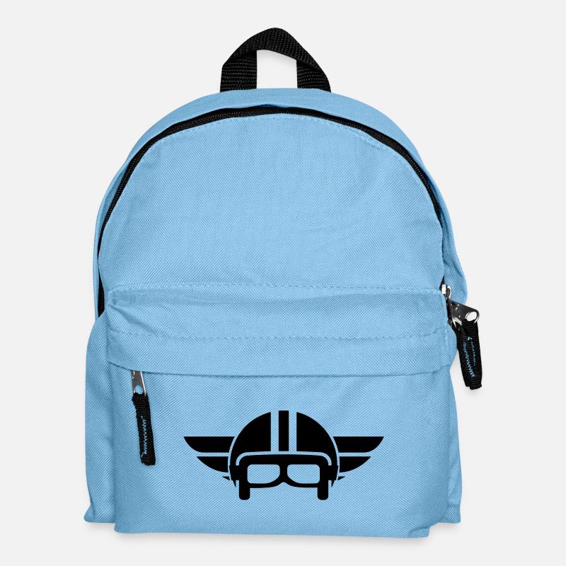 Vintage Motorradhelm mit Flügel - Kinder Rucksack - Hellblau