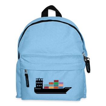 Seecontainerschiff oder Boot mit Containern - Kinder Rucksack - Hellblau - Vorne