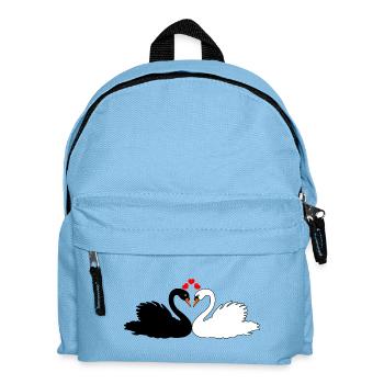 Black swan and white swan with hearts - Kids' Backpack - light blue - Front
