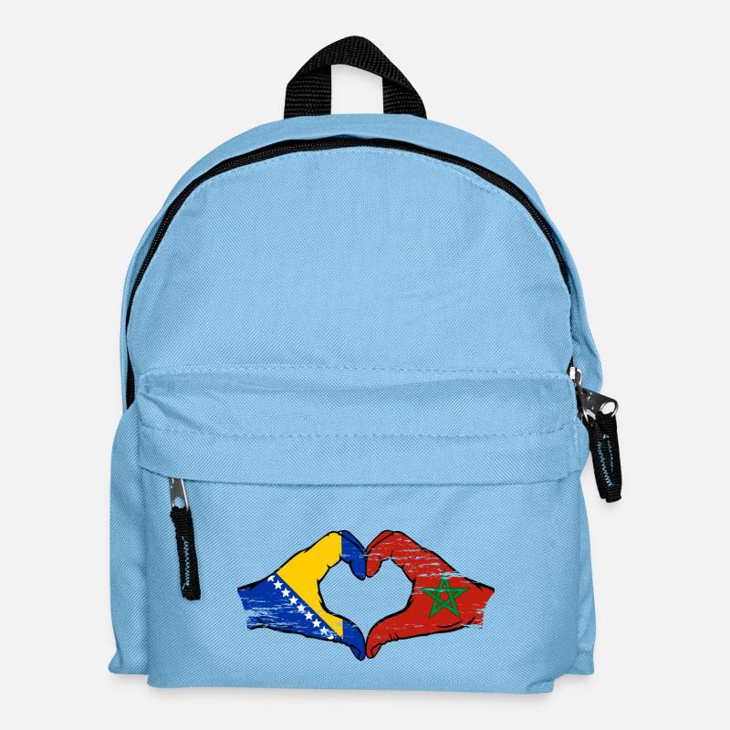 Bosnie Maroc drapeau mains forme de coeur utilisé - Sac à dos Enfant - bleu clair
