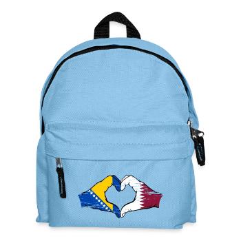 Bosnien Katar Flagge Hände Herzform used - Kinder Rucksack - Hellblau - Vorne