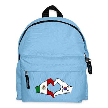 Mexiko Korea Flagge Hände Herzform - Kinder Rucksack - Hellblau - Vorne