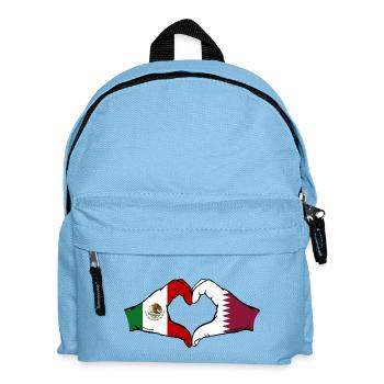 Mexiko Katar Flagge Hände Herzform - Kinder Rucksack - Hellblau - Vorne