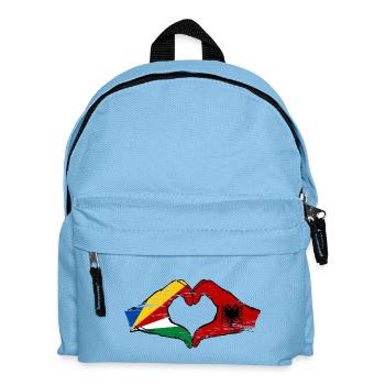 Seychellen Albanien Flagge Hände Herzform used - Kinder Rucksack - Hellblau - Vorne