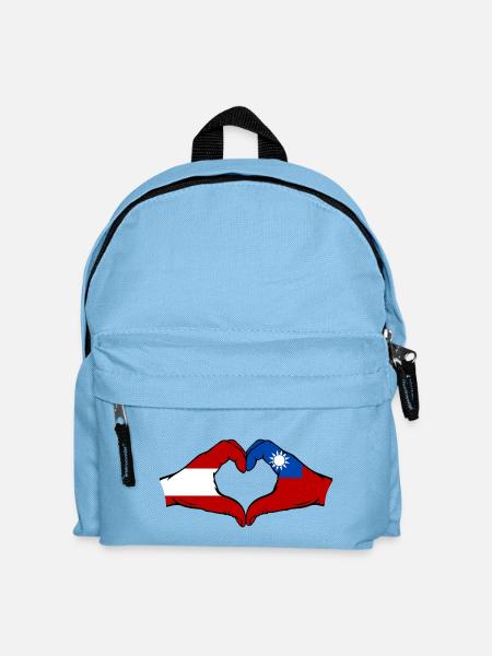 Österreich Taiwan Flagge Hände Herzform - Kinder Rucksack - Hellblau