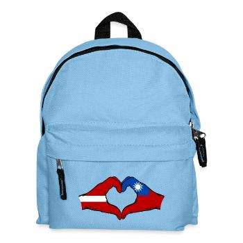 Latvia Taiwan Flag Hands Heart Shape - Kids' Backpack - light blue - Front