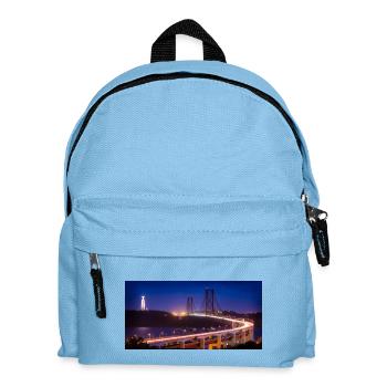 25. April Brücke Christus-König-Statue - Kinder Rucksack - Hellblau - Vorne