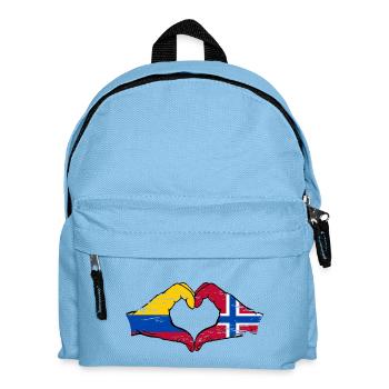 Kolumbien Norwegen Flagge Hände Herzform used - Kinder Rucksack - Hellblau - Vorne