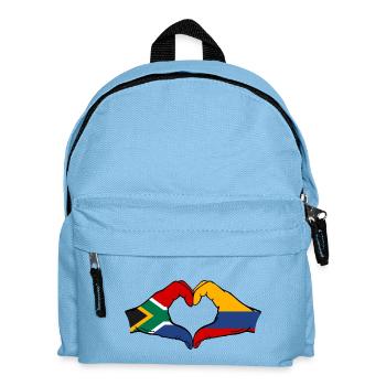 South Africa Colombia Flag Hands Heart Shape - Kids' Backpack - light blue - Front