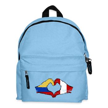 Kolumbien Peru Flagge Hände Herzform used - Kinder Rucksack - Hellblau - Vorne