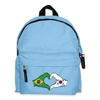 Brazil South Korea Flag Hands Heart Shape - Kids' Backpack - light blue - Front