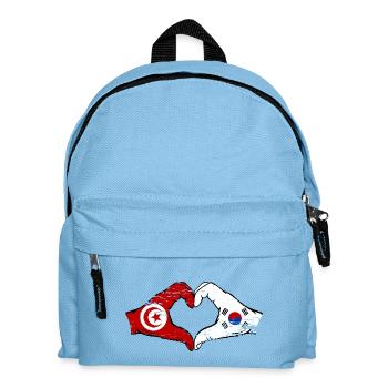 Tunisia South Korea Flag Hands Heart Shape Used - Kids' Backpack - light blue - Front