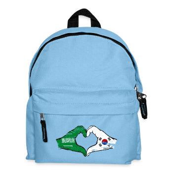Saudi Arabia South Korea Flag Hands Heart Shape Used - Kids' Backpack - light blue - Front