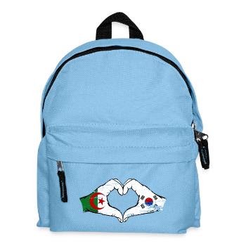 Algeria South Korea Flag Hands Heart Shape Used - Kids' Backpack - light blue - Front