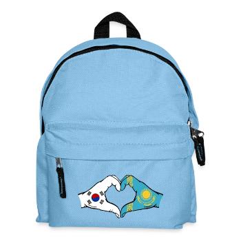 Südkorea Kasachstan Flagge Hände Herzform - Kinder Rucksack - Hellblau - Vorne