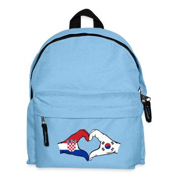 Kroatien Südkorea Flagge Hände Herzform - Kinder Rucksack - Hellblau - Vorne
