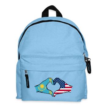 Kazakhstan USA Flag Hands Heart Shape - Kids' Backpack - light blue - Front