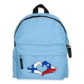 Finnland Chile Flagge Hände Herzform used - Kinder Rucksack - Hellblau - Vorne