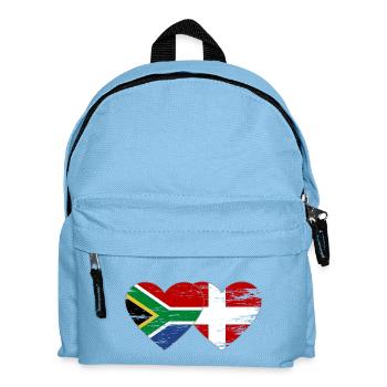 Südafrika Dänemark Flagge Herzform used - Kinder Rucksack - Hellblau - Vorne