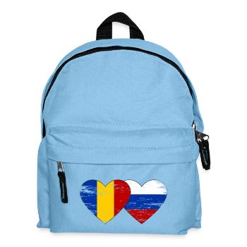 Roumanie Russie Drapeau Coeur Utilisé - Sac à dos Enfant - bleu clair - Devant