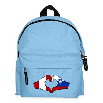 Peru Slowenien Flagge Hände Herzform - Kinder Rucksack - Hellblau - Vorne