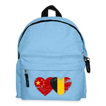 China Belgien Flagge Herz used - Kinder Rucksack - Hellblau - Vorne