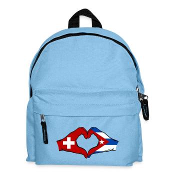 Schweiz Kuba Flagge Hände Herzform - Kinder Rucksack - Hellblau - Vorne