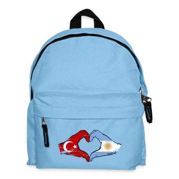 Turkey Argentina Flag Hands Heart Shape Used - Kids' Backpack - light blue - Front