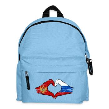 Monténégro Russie Drapeau Mains Coeur Forme Utilisé - Sac à dos Enfant - bleu clair - Devant