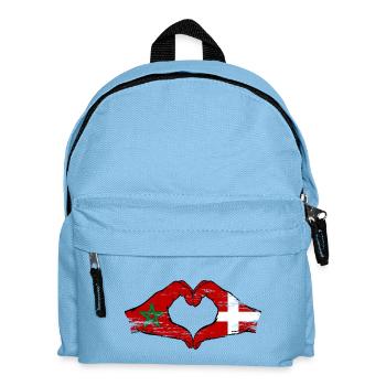 Marokko Daenemark Flagge Haende Herzform used - Kinder Rucksack - Hellblau - Vorne