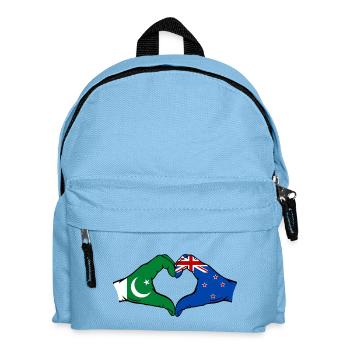 Pakistan Neuseeland Flagge Haende Herz - Kinder Rucksack - Hellblau - Vorne