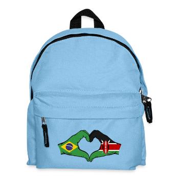 Brasilien Kenia Flagge Hände Herzform - Kinder Rucksack - Hellblau - Vorne