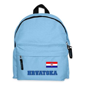 Kroatien Trikot Look – HRVATSKA mit Fahne Flagge - Kinder Rucksack - Hellblau - Vorne