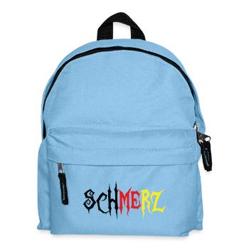 Schmerz – Grunge Schriftzug Schwarz Rot Gold - Kinder Rucksack - Hellblau - Vorne