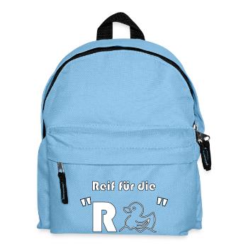 Reif fuer die Rente Ente Pension - Kinder Rucksack - Hellblau - Vorne