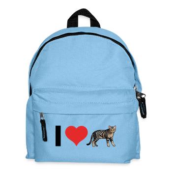 J’aime les chats domestiques - Autocollant pour animaux de compagnie - Sac à dos Enfant - bleu clair - Devant