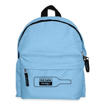 Ich habe fertig - Flasche leer - Kinder Rucksack - Hellblau - Vorne