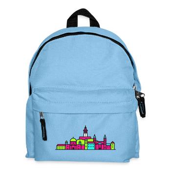 Tour d’horloge de la silhouette de la ville de Graz Art moderne en ligne - Sac à dos Enfant - bleu clair - Devant