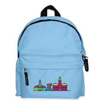 Klagenfurt City Skyline Lindwurm Modern Art - Kids' Backpack - light blue - Front