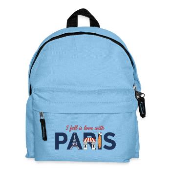 Paris Love – Eiffel Tower & Baguette Design - Kids' Backpack - light blue - Front