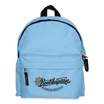 Bootskapitän Spruch mit Steuerrad für Seefahrer - Kinder Rucksack - Hellblau - Vorne