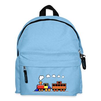 eisenbahn zug tram train railroad railway locomoti - Kinder Rucksack - Hellblau - Vorne