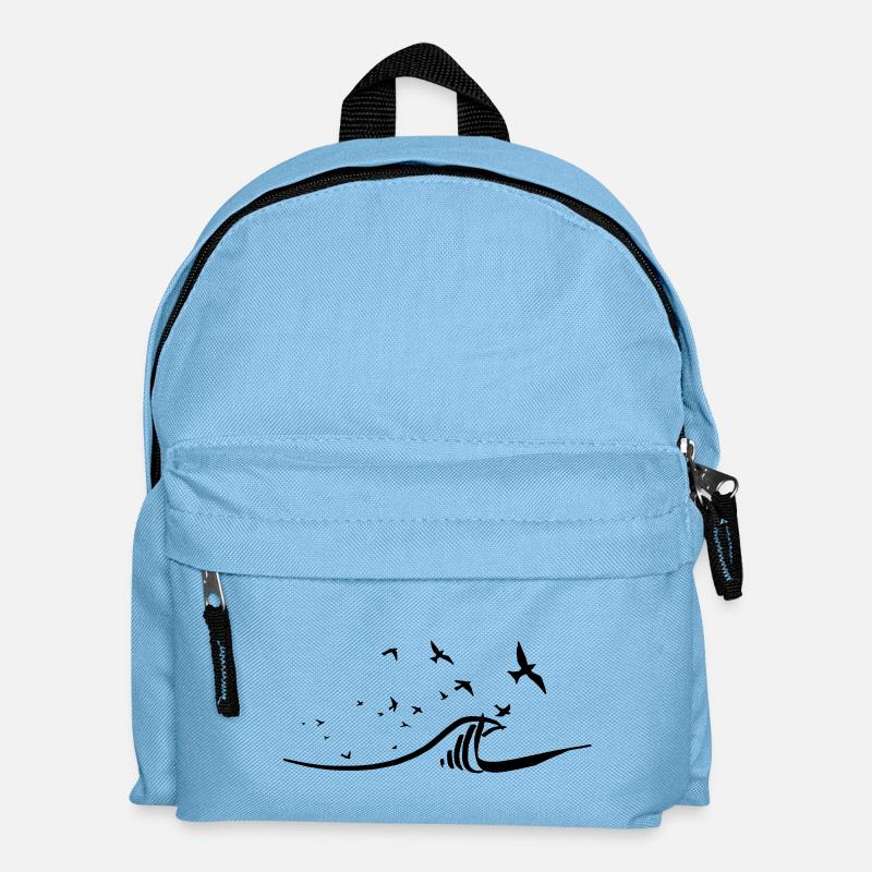 vol de goélands au dessus des vagues - Sac à dos Enfant - bleu clair