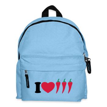I love chilli - Ich liebe Chili - Kinder Rucksack - Hellblau - Vorne