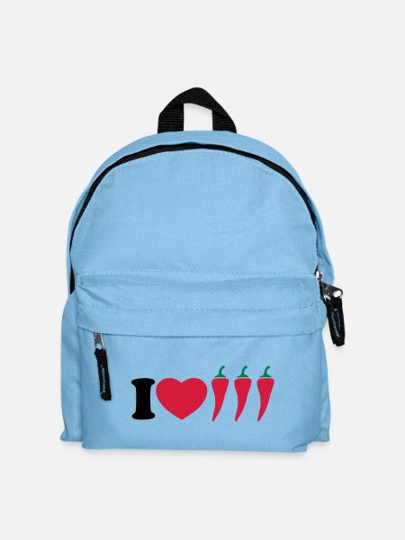 I love chilli - Ich liebe Chili - Kinder Rucksack - Hellblau