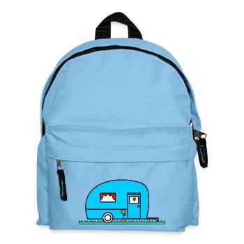 caravan. winnow. CAMPING CAR. camping. summer. humor. - Kids' Backpack - light blue - Front