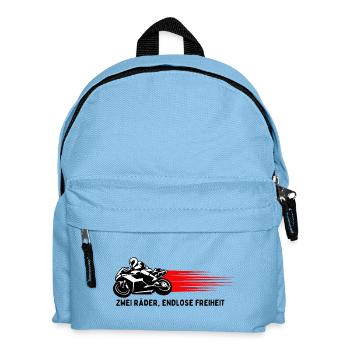 Zwei Räder, endlose Freiheit - Motorrad-Edition - Kinder Rucksack - Hellblau - Vorne