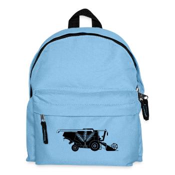 Combine Harvester with Three Grain Stalks Logo - Kids' Backpack - light blue - Front