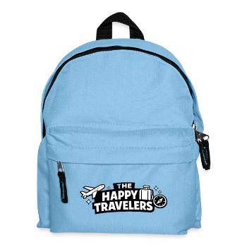 Happy Travelers: Plane, Suitcase & Compass - Kids' Backpack - light blue - Front