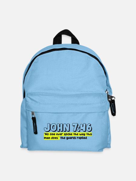 John 7:46 | Bible Quote - Kids' Backpack - light blue
